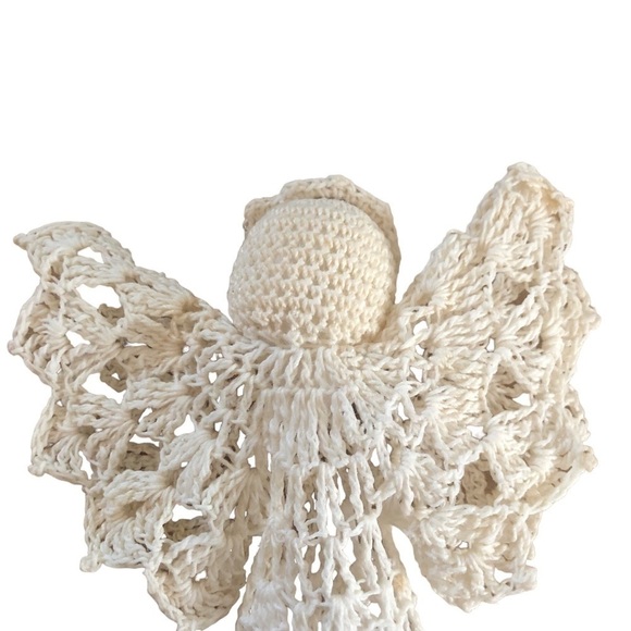 VTG Handmade Cotton Starched Crochet White Tree Topper Ornament White 9” - Picture 8 of 8